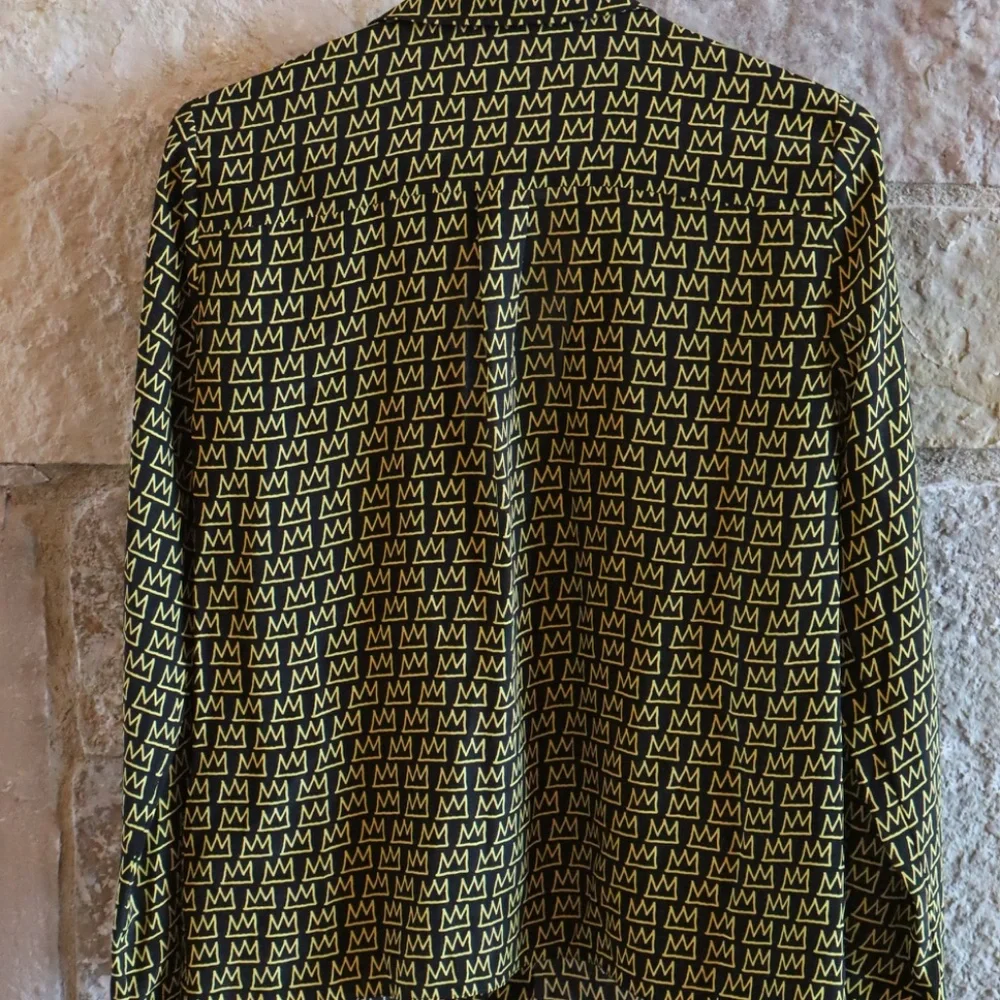 Alice + Olivia Small Silk Blouse - Black and Gold - Picture 2 of 3